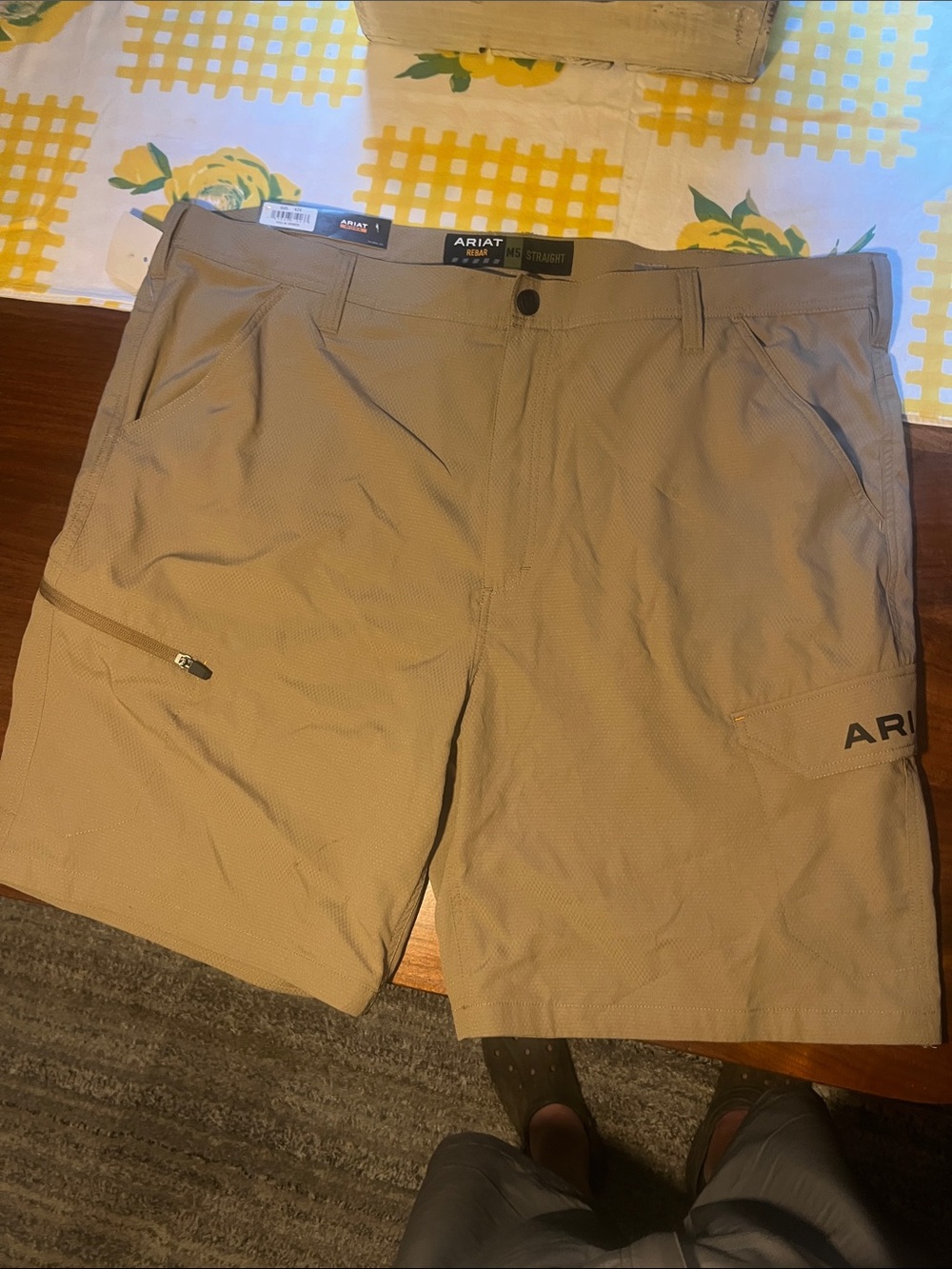 Ariat tan Rebar WorkFlow Performance Shorts